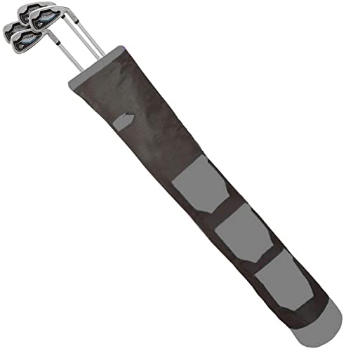 Pencil Golf Club Ball Bags Three Pockets H-34 Inch D-5 Light Weight Equipment Bag Ideal for Golf Course & Travel (Black Grey)