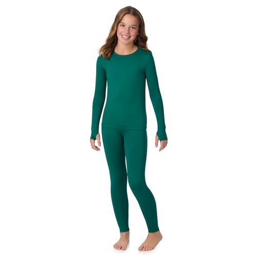 Image of Cuddl Duds Lightweight 2 Piece Active Base Layer Matching Sets for Girls | Kids Everyday Activewear, Long Sleeve Top & Leggings, Back to School & Gym Clothes, Breathable Moisture Wicking Lounge Set