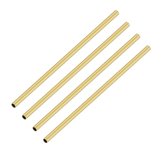 iMeistek 4 tubos de latón, 3 mm de diámetro exterior x 0,2 mm de grosor de pared, 200 mm de longitud, tubo redondo recto sin costuras para decoración de jardinería, manualidades