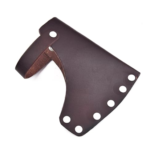 iklil Hatchet Sheath Axe Head Cover, Leather Sheath Axe Sheath for Hunting Camping Axes & Hatchets, 2- Piece (Dark Brown)