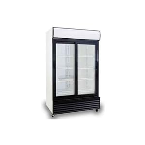 Materiel Horeca Koelkast drankvitrine, dubbele deur, volledig zwart (wit)