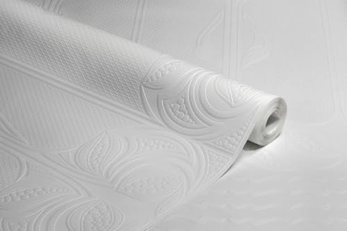 Anaglypta RD06681 Nouveau White Paintable Dado Panels Textured Wallpaper
