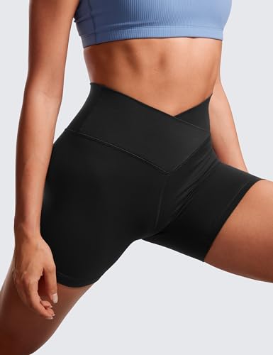 CRZ YOGA Womens Butterluxe Crossover Biker Shorts 5 Inches - Criss Cross High Waisted Workout Yoga Buttery Soft4
