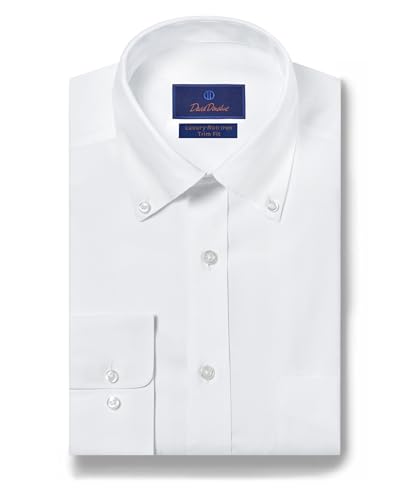 Men's Trim Fit 100% Cotton Non-Iron Button Down Collar Dress Shirt