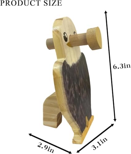 Wooden Animal Glasses Holder , Newsukie - Cute Solid Pine Wood Eyeglasses Stand,Carving Sunglasses Eyeglass Display Stand,Newsukie Creative Gift Glasses Holder for Desk (Flowers Highland Cow) (Eagle) image 5