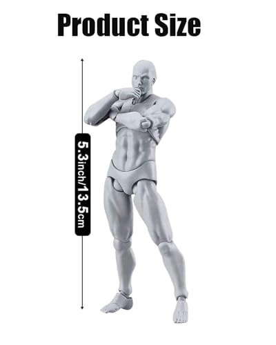 Image of Body Kun, Gray Male Desktop Figure Model, 14 cm Height, Includes Accessories, Ideal for Drawing, Painting, Photography, and Home Decoration, Figure Model for Sketching, Painting, Drawing