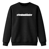 Reifen-Markt Sweat-shirt Hashtag #Terre-Neuve pour femme, homme et enfant... dans les couleurs noir blanc bleu avec imprimé, Noir , L