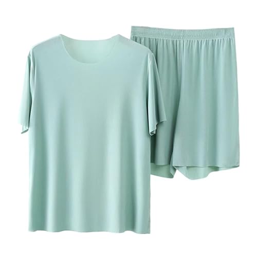 Summer short-sleeved ice silk pajamas, 2025 new two-piece cool sweat-absorbent casual wide-leg comfortable pajamas