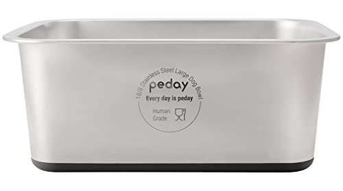 PEDAY 2.64 Gallon Extra Large Dog Water Bowl, 18/8 Human Grade Stainless Steel - Silver Nonslip