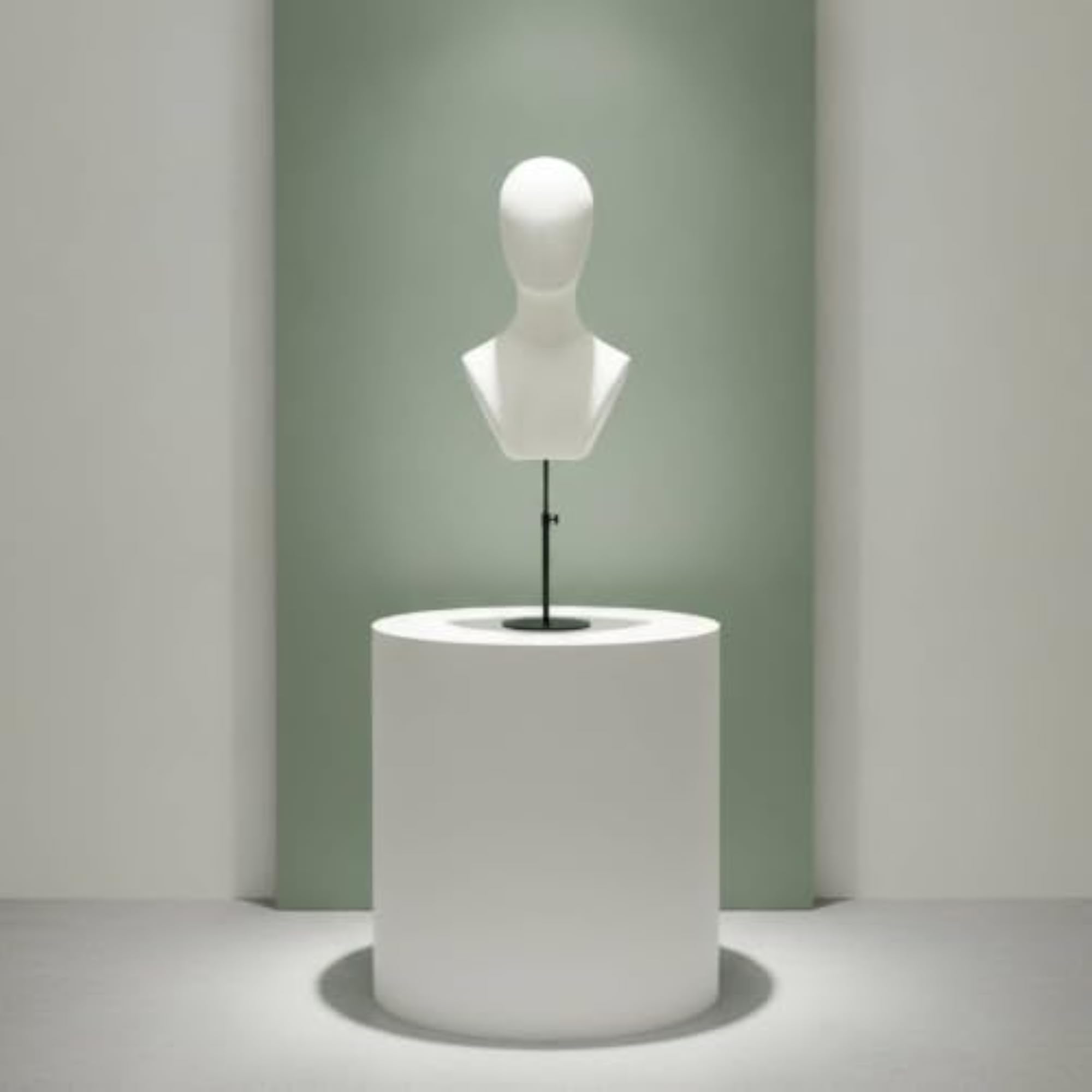 Textile-Covered Head with Shoulders Display Stand