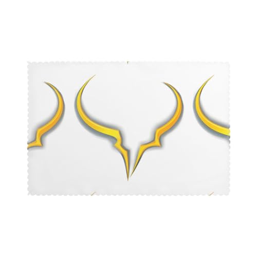 DLXW Golden Lightning Horn Printed Placemats Set of 6 - Washable Polyester Fiber Placemats for Dining, Kitchen, Hotel, Home, and Banquet Decorations