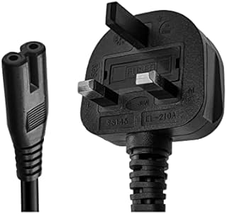 SHAFI® 3M Figure 8 Power Lead - 2-Pin IEC C7 Universal 3-Pin UK Plug Power Cable - Compatible Figure 8 Mains Power Adapter Charger Cable UK Samsung LG Sony TV - BS1363 to IEC 60320C7 - Black