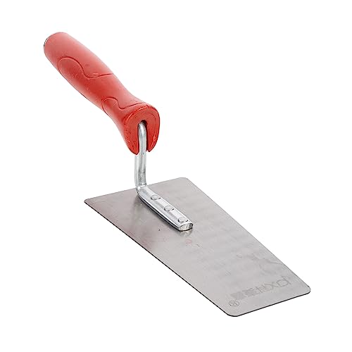 DIYEAH Truelle à Plâtre Acier Inoxydable Avec Poignée Plastique Rouge Outil De Maçonnerie Et Finition Pour Travaux De Construction Et Bricolage