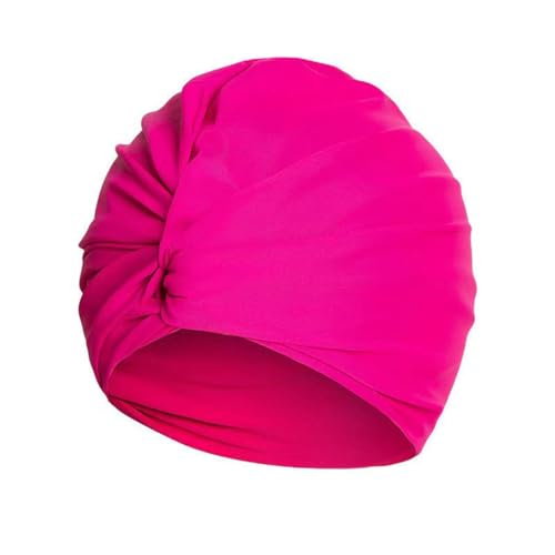 Ewanda store Colorful Pleated Extra Large Nylon Cloth Swim Cap for Women Swimming,Swimming Cap Comfort Hot Spring Bathing Caps for Adult Men Women Long Hair,Hot Pink
