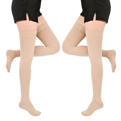 Image of 20-30 mmHg Compression Stockings for Women & Men, Graduated Compression Thigh High Compression Socks for Varicose Veins, Medical Support Hose for Pregnant, Teacher, Doctor