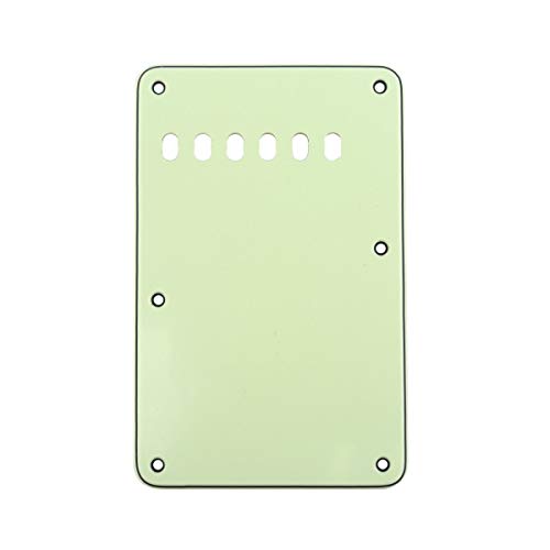 Musiclily 6 Holes Guitar Back Plate Cavity Cover Pickguard for Fender Standard Stratocaster Strat ST Vintage Style, 3Ply Mint