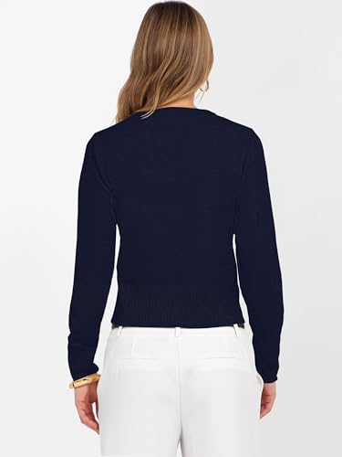 Image of ANRABESS Women's Long Sleeve Sweaters Cropped Crew Neck | Business Casual Tops,Light Weight Comfy Knit,Pullover ShortSweater,Basic Classic,Fall Fashion Winter Layer Clothes