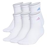 adidas Women's Ankle Socks, Athletic Cushioned Quarter Fit, 6-Pack, Durable, Comfortable, Cooling, with...