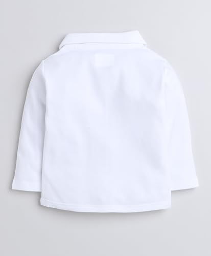 Image of BUMZEE Beige & Navy Boys Full Sleeves Shirt Waistcoat & Pant Set with Applique Bow (Peb8050)