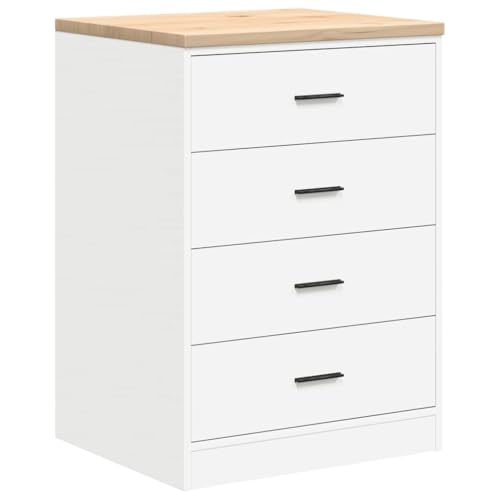 vidaXL Armoire de Rangement de Garage Blanc 60x51x85 cm Bois de pin, Armoire, Armoire à Outils, Armoire Basse, Armoire de Garage, Armoire de Rangement