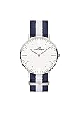 Daniel Wellington Classic Glasgow 40mm Men's Watch, DW Classic Fabric (Polyester) Silver Watch for Men