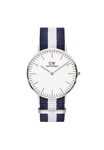 Daniel Wellington Classic Glasgow 40mm Men's Watch, DW Classic Fabric (Polyester) Silver Watch for Men