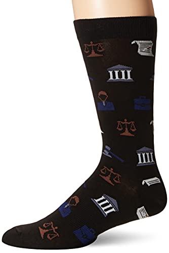 K. Bell Men s Jobs and Occupations Novelty Crew Socks, Laywer (Black), Shoe Size: 6-12