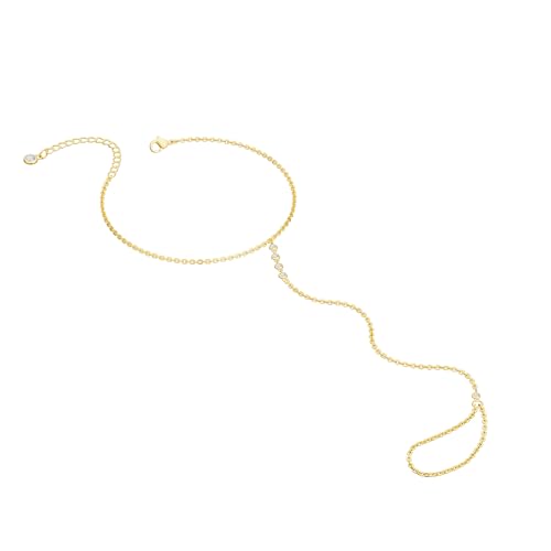 Image of Hand Chain Bracelet for Women Trendy, Dainty Silver Beaded Finger Ring Bracelet Non Tarnish Minimalist Adjustable Simple Cute Silver Bracelets Waterproof Fashion Jewelry
