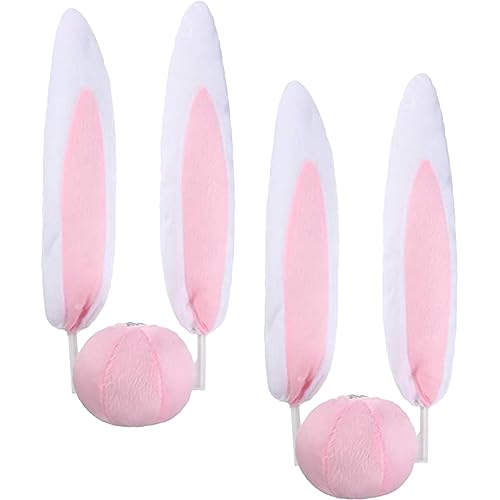 Ornements de voiture d'oreilles de lapin tissu rose decoration interieure festive Nouvel An