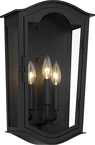 The Great Outdoors 73202-66 Houghton Hall Outdoor Wall Mount, 3-Light, 180 Total Watts, 10-in H x 16.75-in W, Sand Coal Black