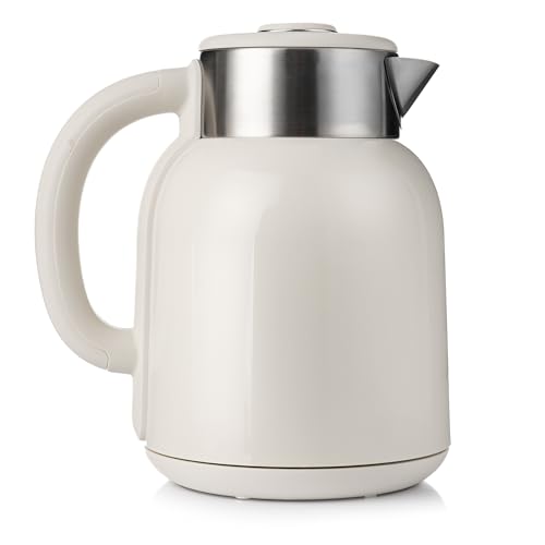 LEHMANN Elektrischer Wasserkocher mit Temperatureinstellung 40-100°C, 1,5L, Warmhaltefunktion, Schnelles Aufheizen, LED-Display, Edelstahl, Abschaltautomatik und Überhitzungsschutz, BPA-frei, Creme