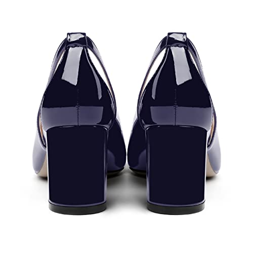 MERRORI Women's Pointed Toe Sexy Chunky Patent Party Evening Mid Heel Cut Out Evening Party Shoes Slip On Pumps Shoes 2.5 Inch4