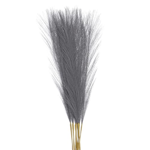 Image of Sourcing Map 10Pcs Faux Pampas Grass - 21"/55cm Fluffy Artificial Pampas Decor for Living Room, Party Wall Vase, Wedding Decoration - Dark Grey