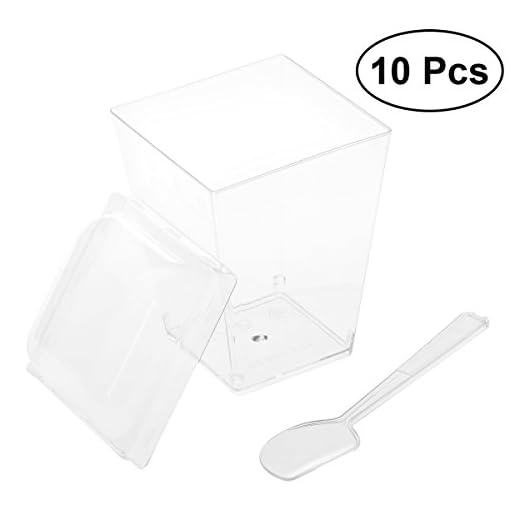 BESTOMZ 10 Sets 150ML Mini Tazas de Postre - Tazones y cucharas de Aperitivo, pequeños Suministros de Catering Vasos de plástico Parfait Tumblers Shooters (MY-5875)