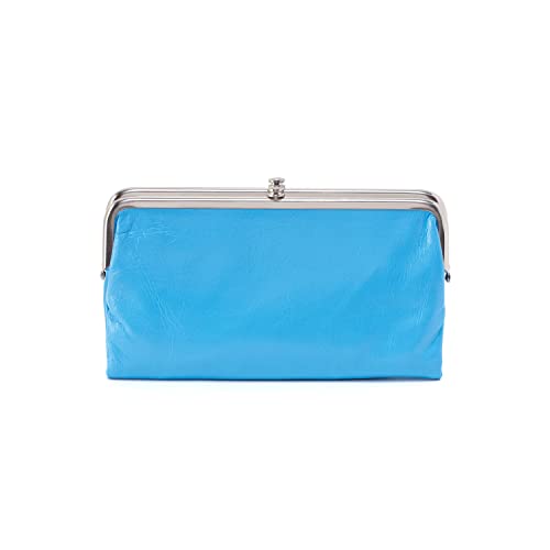 HOBO Lauren Clutch for Women - Soft Leather Construction - Two Top Frame Compartments - Kiss Lock Closure Tranquil Blue One Size One Size