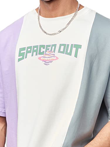 Image of The Souled Store Men Spaced Out Multicolored Printed Oversized T-Shirts
