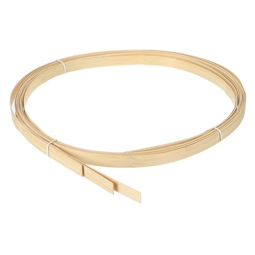 MECCANIXITY 3 Rolls Bamboo Strips for Weaving, 0.59" x 10ft Basket Weaving Supplies Wicker Repair Kit 1.2mm Thick Thin Bamboo Strips for Basket Making DIY Crafts Furniture Chandelier