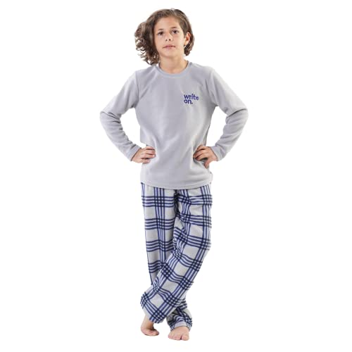 Explosive-line by vienetta Schlafanzug Jungen kariert lang, Kinderschlafanzug aus Baumwolle Langarm, Winter Nachtwäsche für Kinder Cover