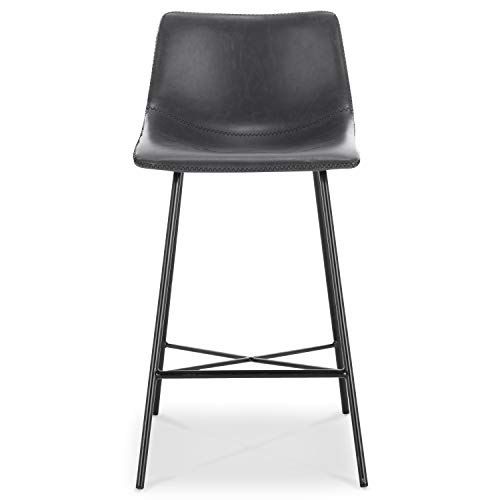 Poly And Bark Counter Stool 24 Inches - Counter Height Bar Stools Set Of 3 - Sturdy Kitchen Stools With Backs - Comfortable Bar Chair - Modern Countertop-High Chairs, Kitchen Island Barstools – Grey #TOP3