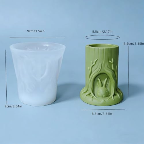 Conejito en tocón molde de silicona para jarrones decorativos caseros 6