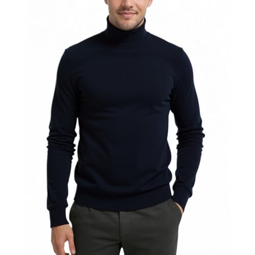 VPG Mens Turtleneck Long Sleeve Shirts, Long Sleeve Regular Fit Knit Turtle Neck Pullover Sweaters