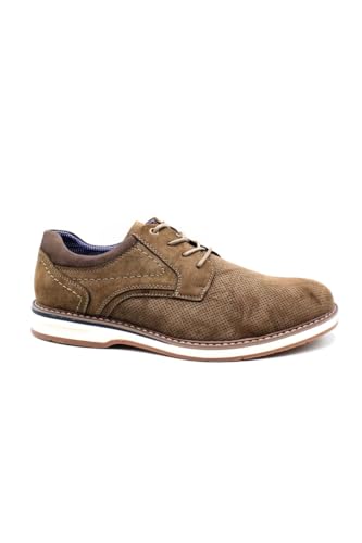 Elong Chaussures Décontractées en Daim pour Homme, Oxford Derby Kaki avec Perforations, Semelle Blanche, Style Casual (Système Taille Chaussures EU, Adulte,...