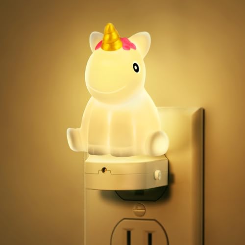 DORESshop LED Night Light for Kids, 3D Cute Unicorn Night Lights Plug into Wall with Dusk to Dawn Sensor, RGB+Soft White 3000K Night Light, Christmas...