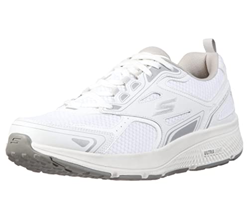 Skechers Men's Go Run Consistent-Performance Running & Walking Shoe, White/Grey, Numeric_14