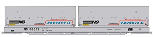 Walther Proto HO Scale 1/87 50' Evans Cushion Coil Car - Ready to Run - Norfolk Southern #168339 (Round Hoods, Gray, Black, Protect II Markings)