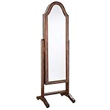 Hives and Honey Free Standing Jewelry Cabinet Full-Length Mirror Jewelry Armoire with Bell Shape, Jewelry Organizer for Rings, Earrings, Bracelets Cosmetics, Walnut