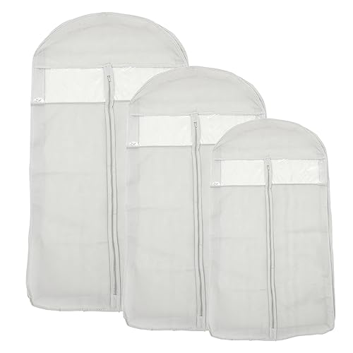 3Pcs Clear Garment Bags Hanging Clothes Cover with Window and Moisture Wardrobe for Sweaters Shirts and Travel Storage