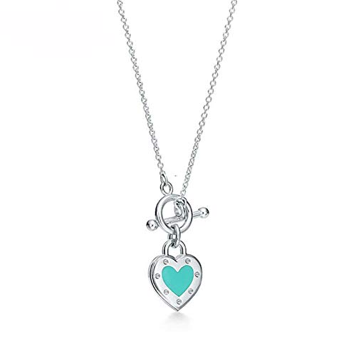 Collier argent 925 cœur bleu en argent massif poli et maille jante élégante