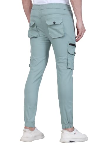 Image of Men's Cargo Pants with Pockets, Cotton Joggers, 6 Pocket Casual Trousers, Track Pants for Office and Parties, Comfortable