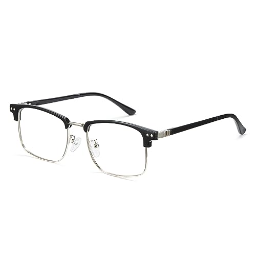 Image of Cyxus Retro Blue Light Glasses Men - Square TR90 Metal Blowline Frame Stylish Trendy for Computer Daily Work 8252